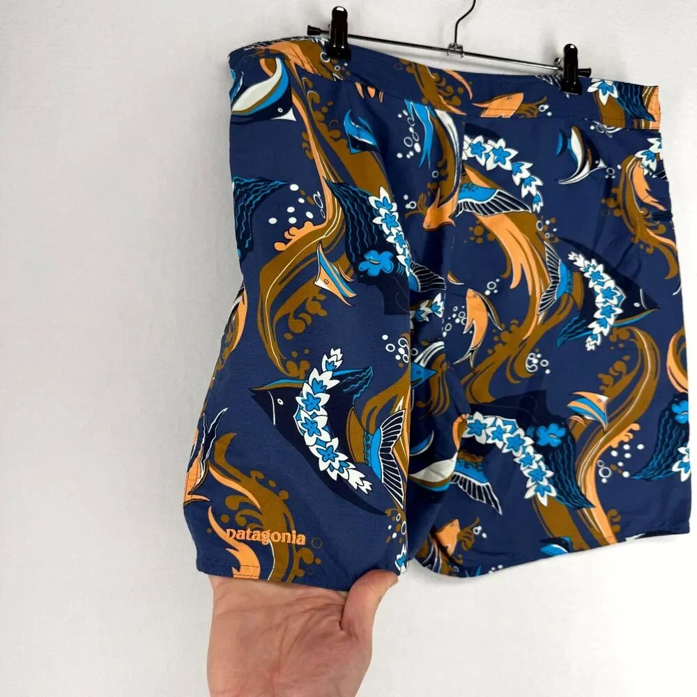 Patagonia Blue Tropical Fish Swim Board Shorts Mens Size 34‎
